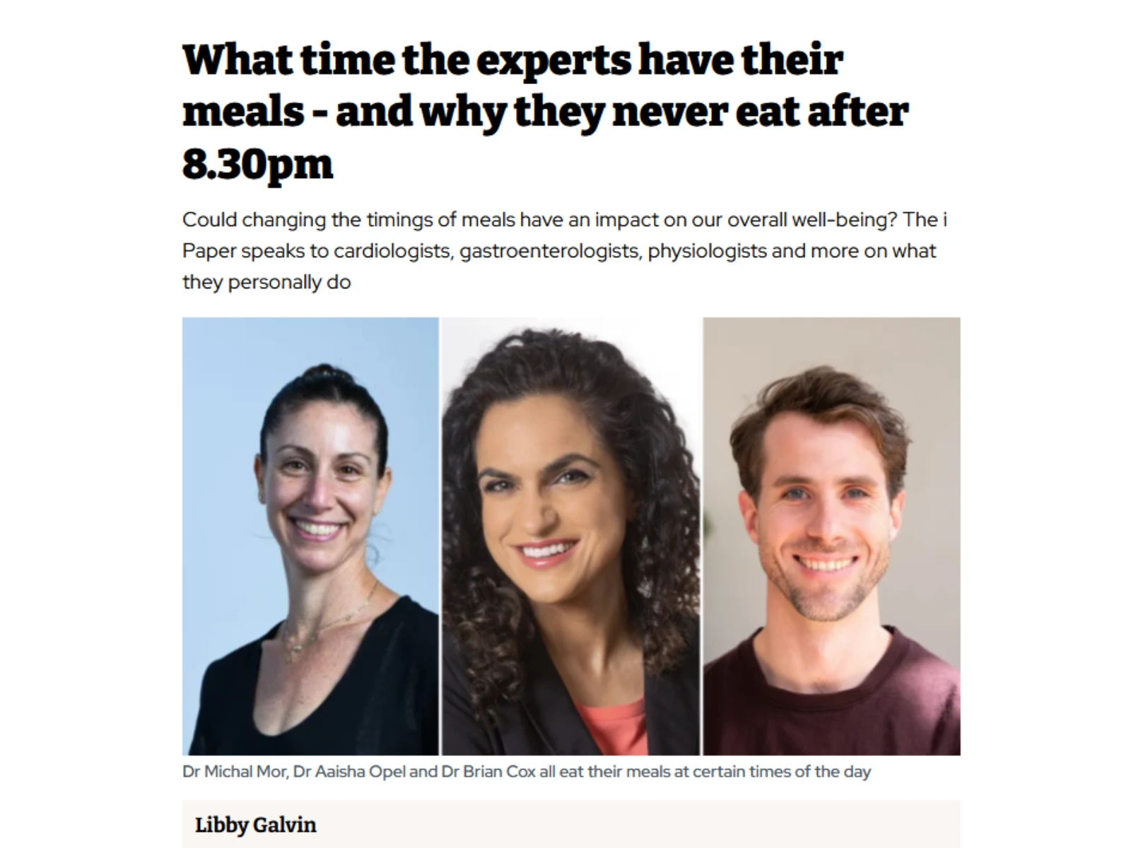 The i Paper: What time the experts have their meals - and why they never eat after 8.30pm